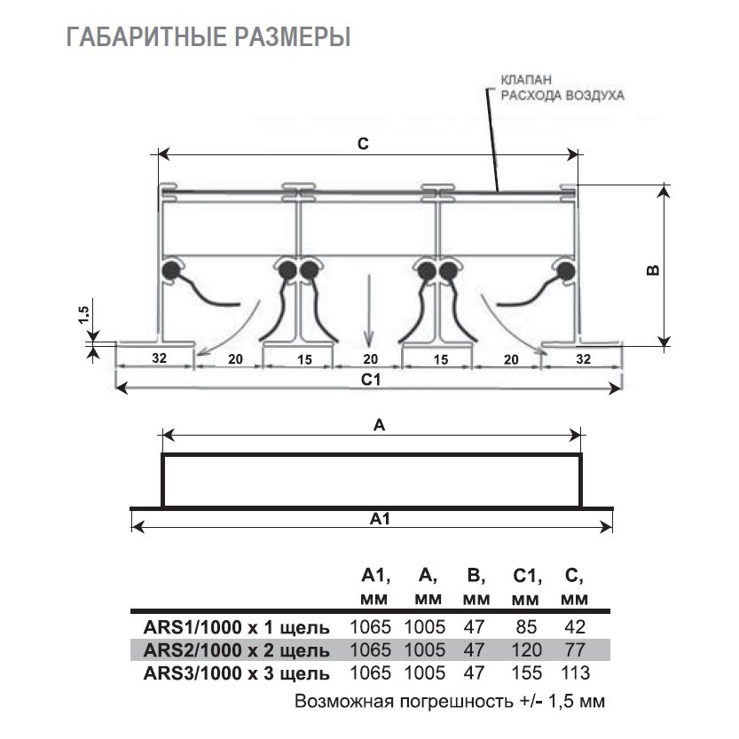 ARS-(2)-1000 решетка щелевая