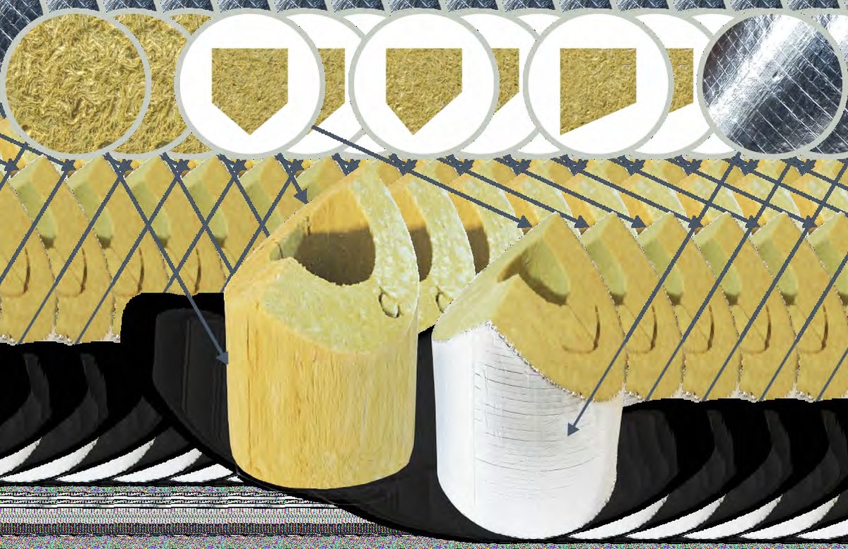 Врезки теплоизоляционные PIPEWOOL 150 Alu, кашированные алюминиевой фольгой, Ø18–1020 мм