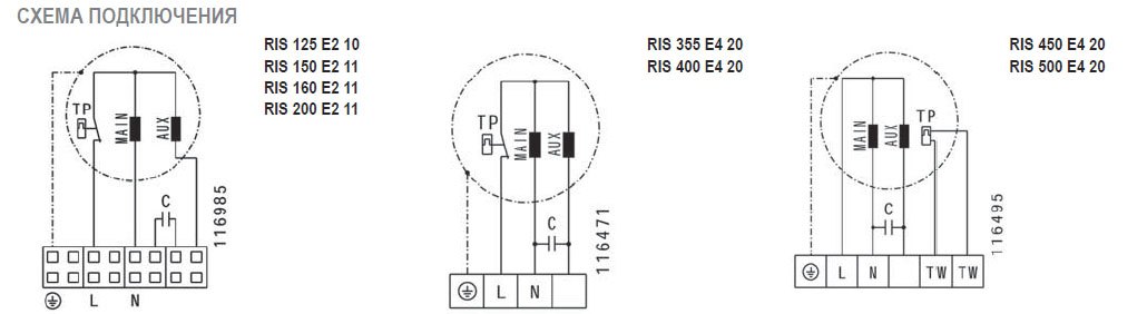 RIS-450 EC 20 вентилятор канальный — Схемы монтажа